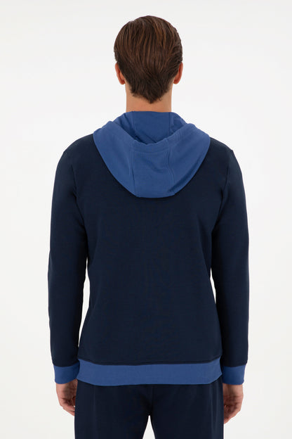 Navy Blue Sweatshirt with Color Block Design_G081GL0820 1943660_VR033_06