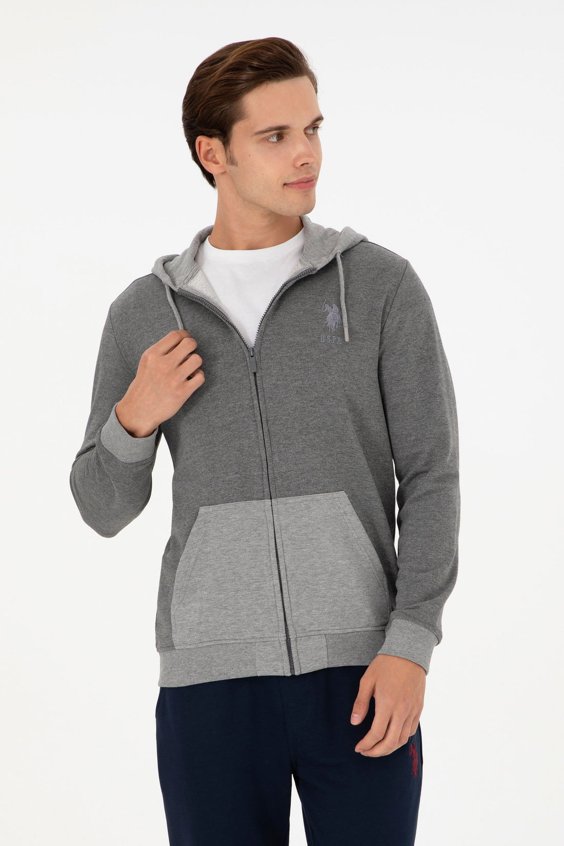 Grey Sweatshirt with Color Block Design_G081GL0820 1943660_VR081_01