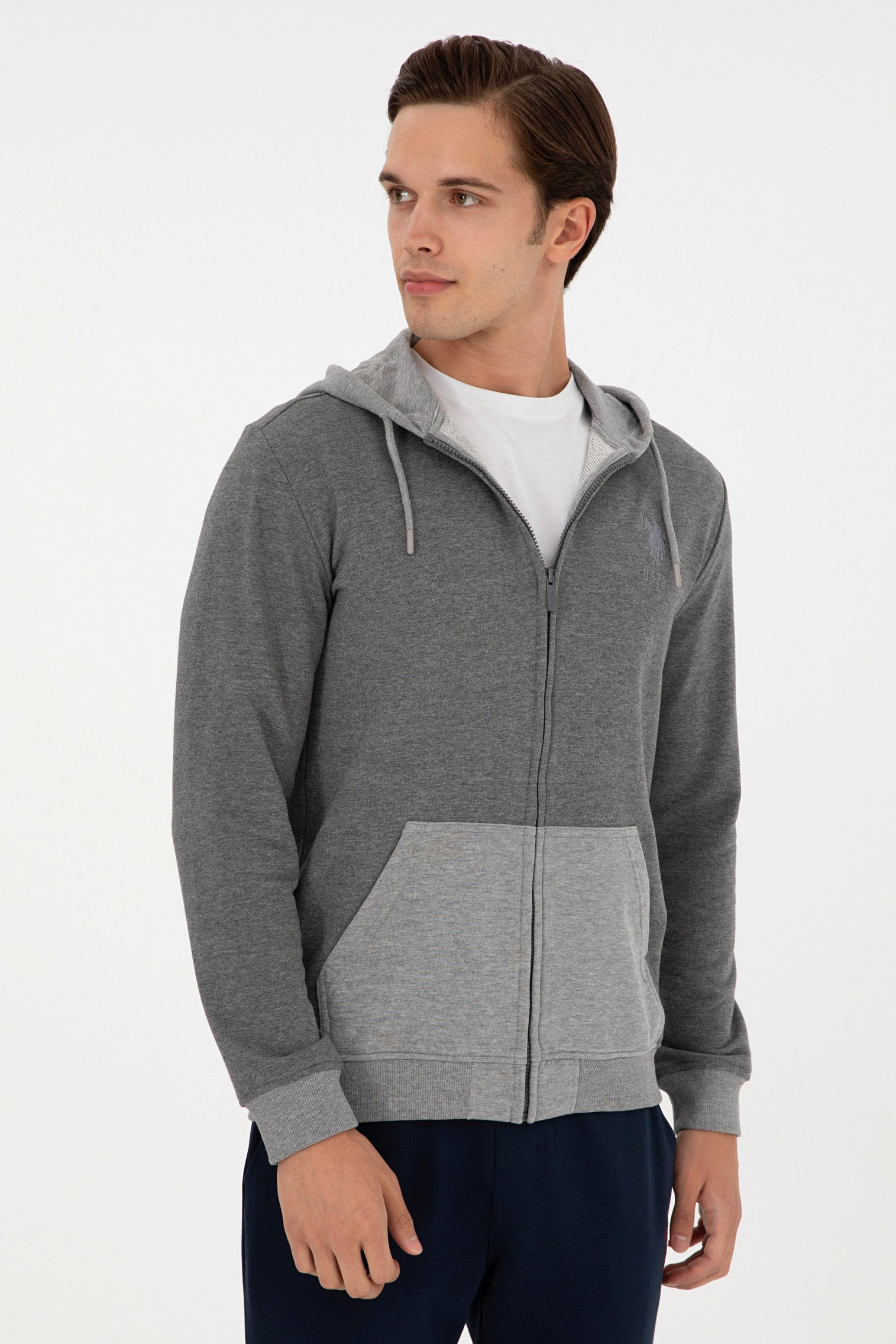 Grey Sweatshirt with Color Block Design_G081GL0820 1943660_VR081_03