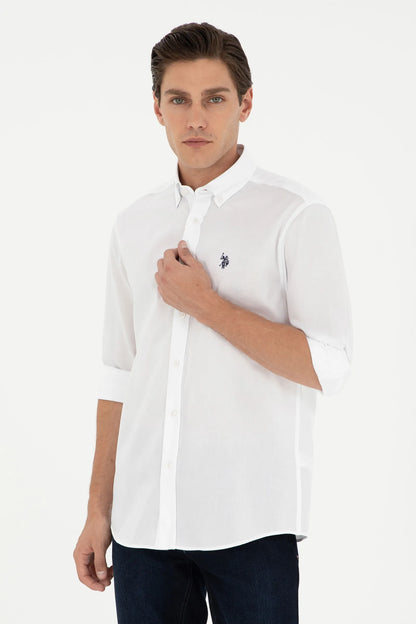 U.S. Polo Assn. White Men White Long Sleeve Poplin Shirt SKU: G081SZ0040 1962460_VR013 Image 01