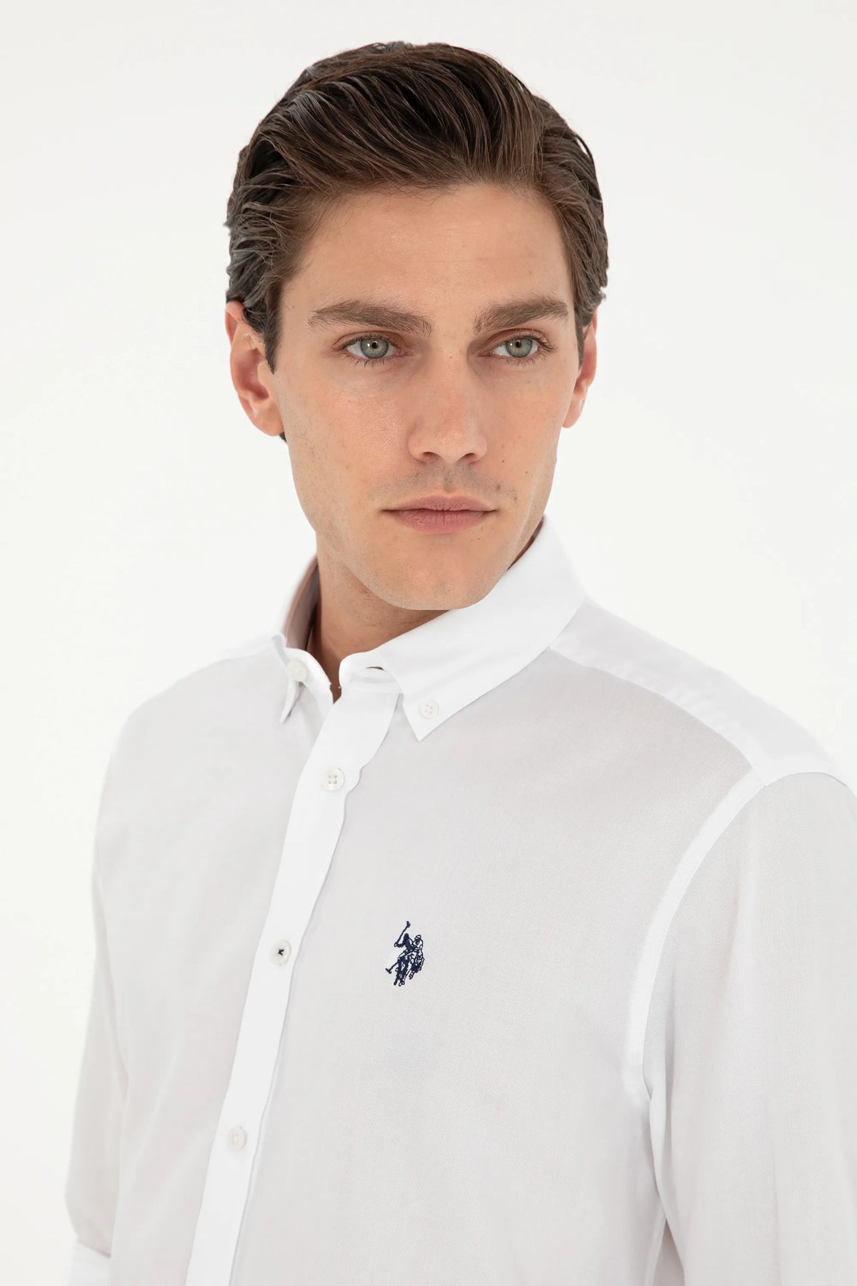 U.S. Polo Assn. White Men White Long Sleeve Poplin Shirt SKU: G081SZ0040 1962460_VR013 Image 02