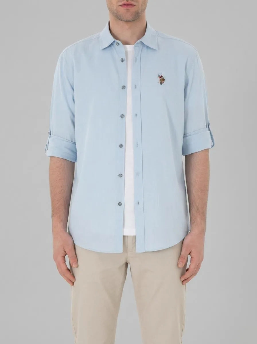 U.S. Polo Assn. Light Blue Men Light Blue Long Sleeve Shirt SKU: G081SZ0040 2082527_VR003 Image 00