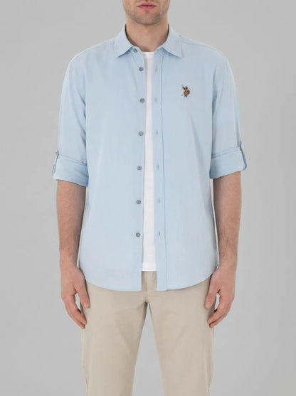 U.S. Polo Assn. Light Blue Men Light Blue Long Sleeve Shirt SKU: G081SZ0040 2082527_VR003 Image 00