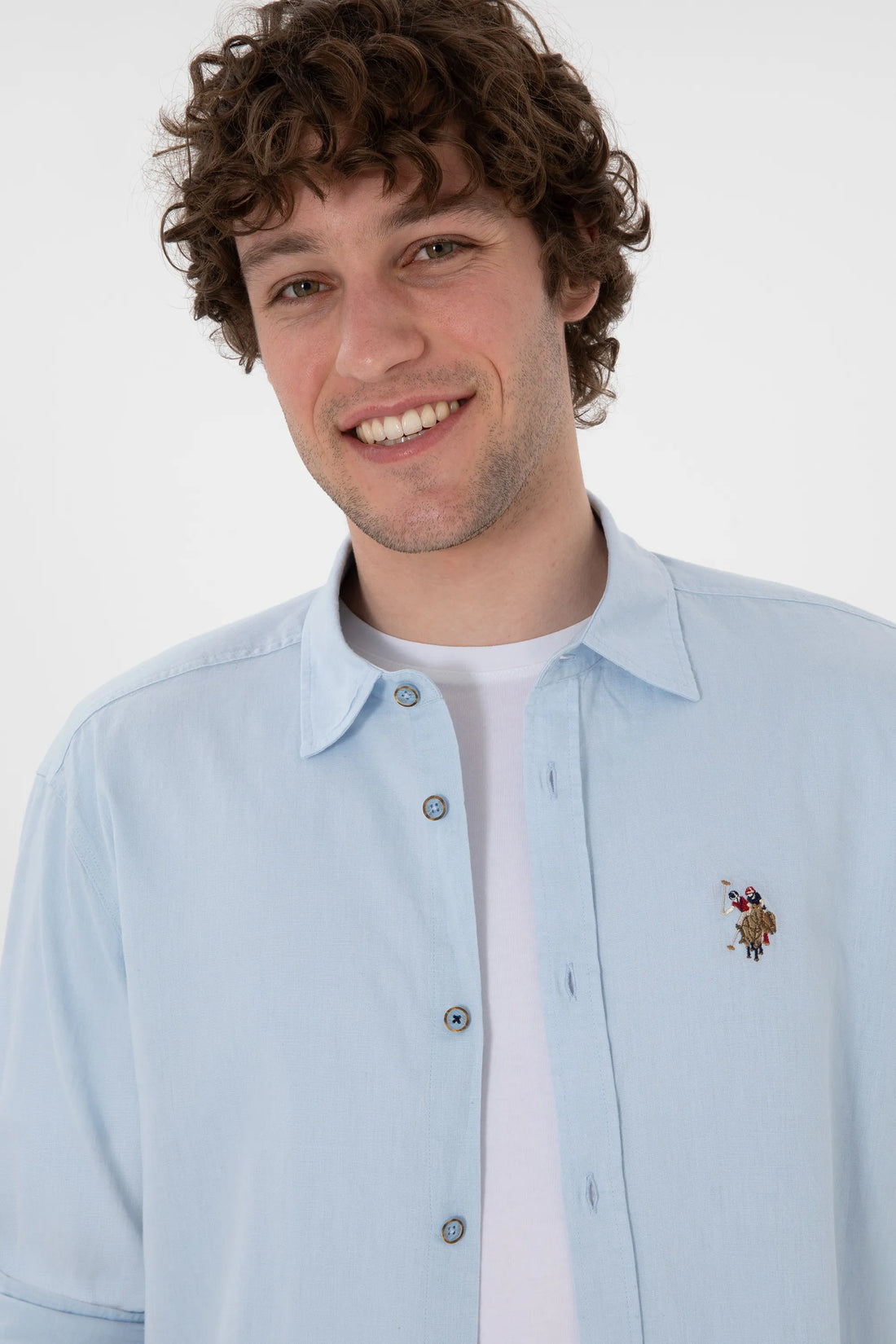 U.S. Polo Assn. Light Blue Men Light Blue Long Sleeve Shirt SKU: G081SZ0040 2082527_VR003 Image 02