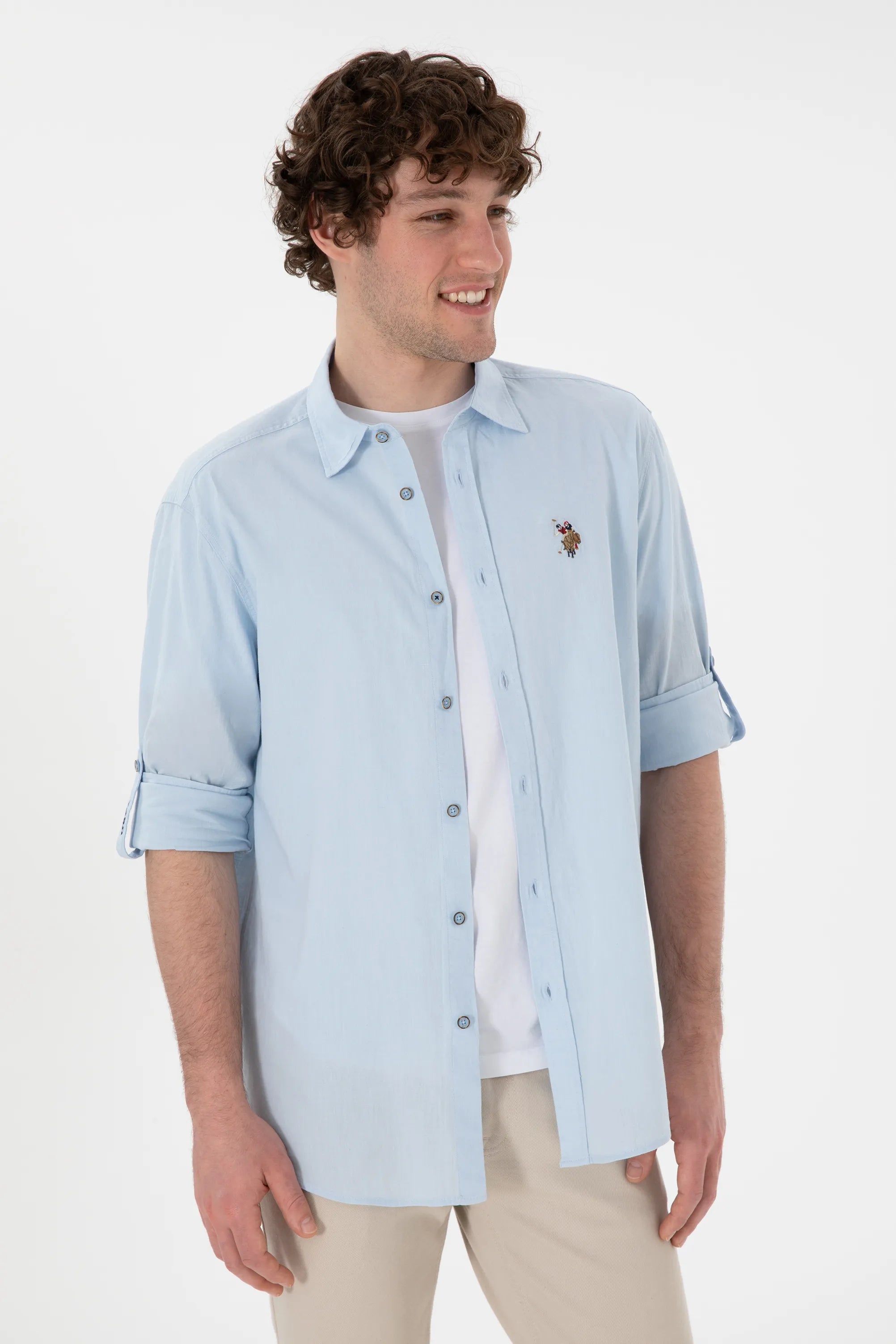 U.S. Polo Assn. Light Blue Men Light Blue Long Sleeve Shirt SKU: G081SZ0040 2082527_VR003 Image 03