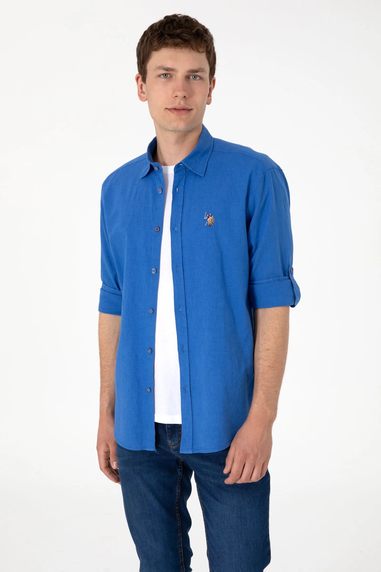 U.S. Polo Assn. Indigo Men Indigo Long Sleeve Shirt SKU: G081SZ0040 2082527_VR028 Image 01