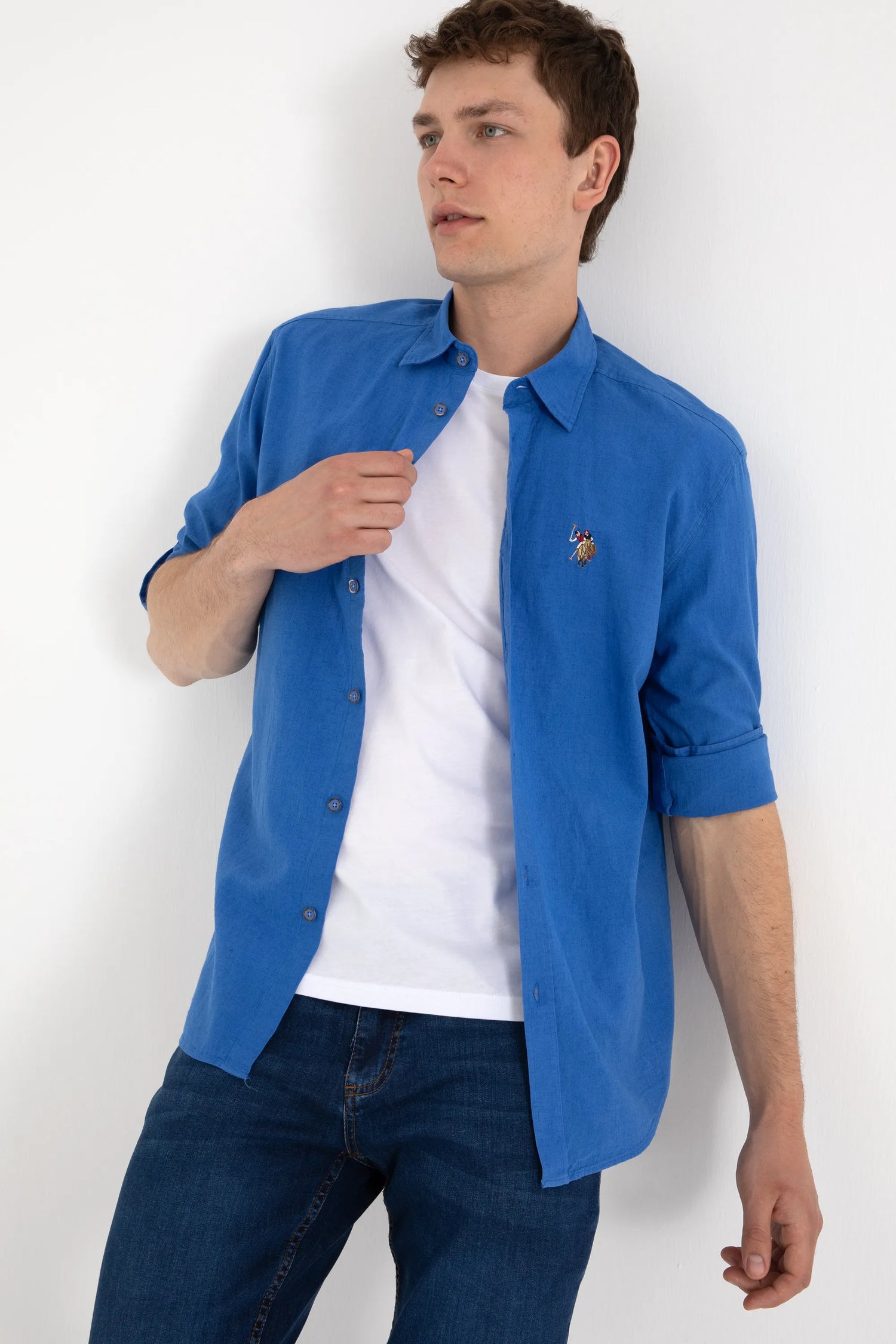 U.S. Polo Assn. Indigo Men Indigo Long Sleeve Shirt SKU: G081SZ0040 2082527_VR028 Image 03