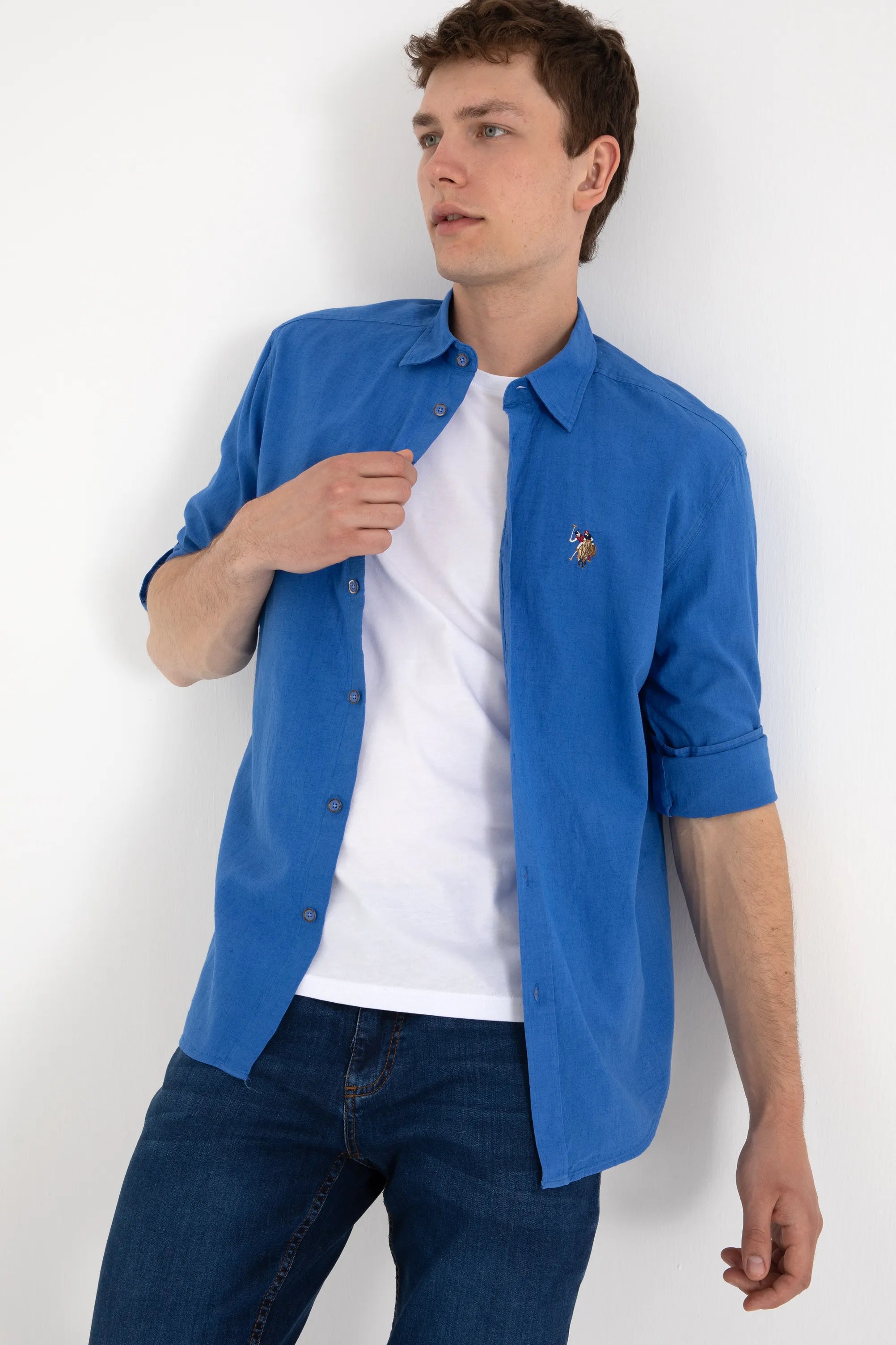 U.S. Polo Assn. Blue Men Indigo Shirt Long Sleeve SKU: G081SZ0040 2082527_VR028 Image 03