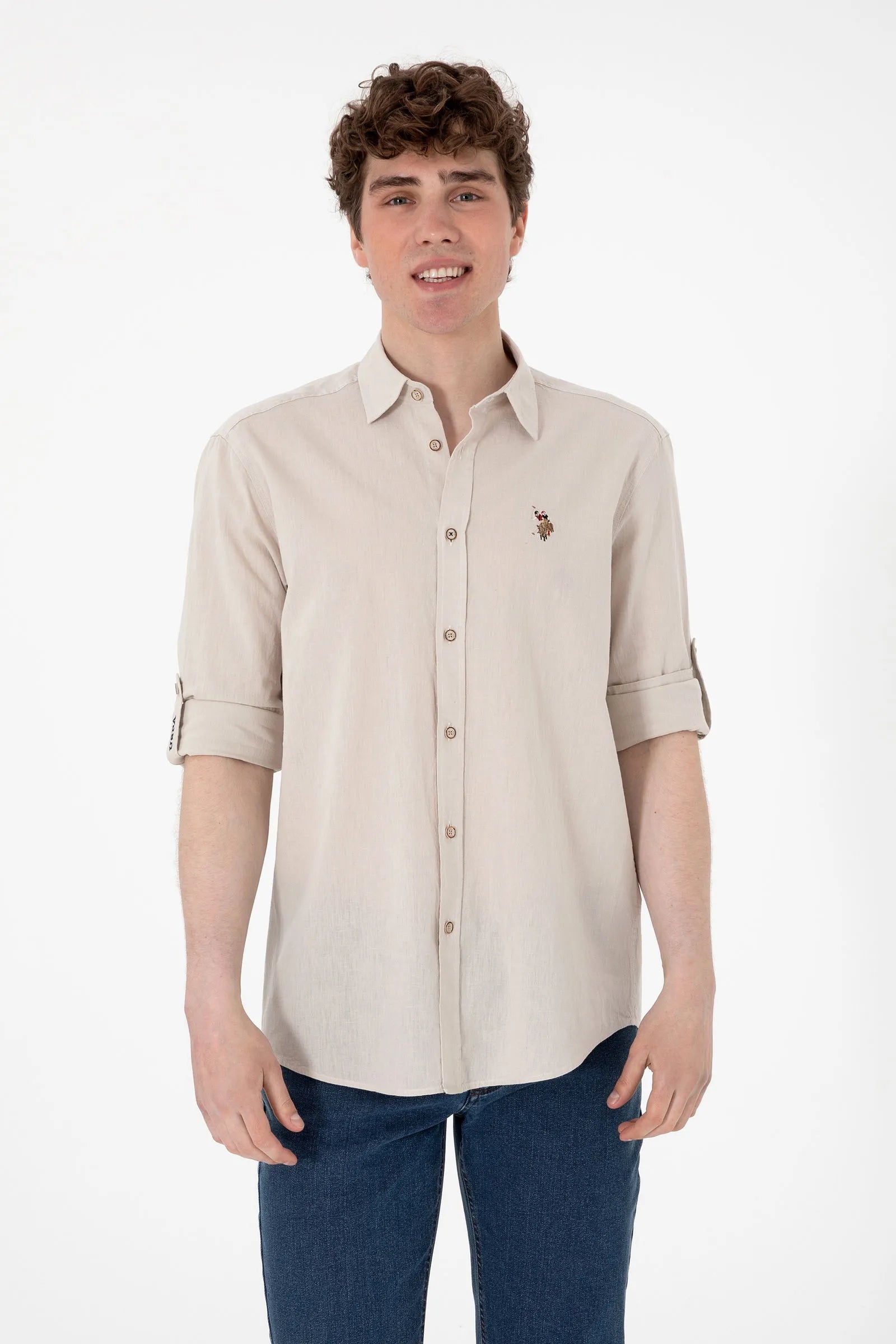 U.S. Polo Assn. Stone Men Stone Shirt Long Sleeve SKU: G081SZ0040 2082527_VR049 Image 01