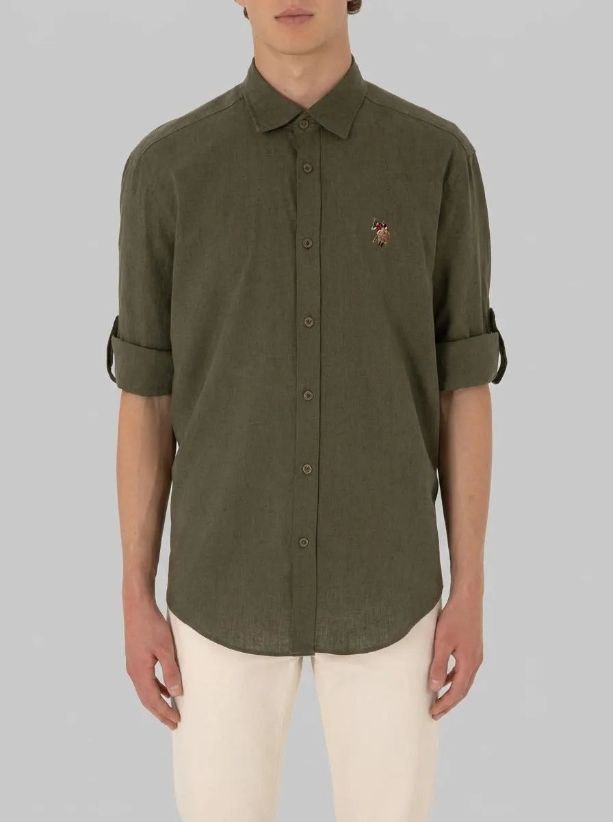 U.S. Polo Assn. Dark Khaki Men Dark Khaki Long Sleeve Shirt SKU: G081SZ0040 2082527_VR111 Image 00