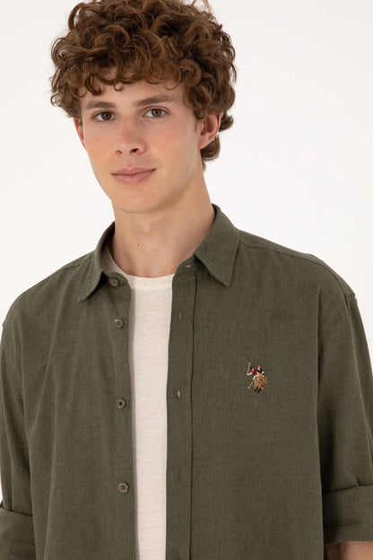 U.S. Polo Assn. Dark Khaki Men Dark Khaki Long Sleeve Shirt SKU: G081SZ0040 2082527_VR111 Image 02