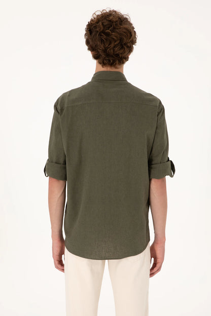 U.S. Polo Assn. Dark Khaki Men Dark Khaki Long Sleeve Shirt SKU: G081SZ0040 2082527_VR111 Image 05