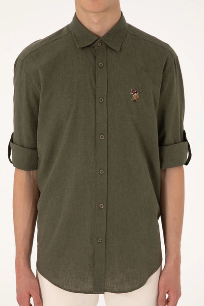 U.S. Polo Assn. Dark Khaki Men Dark Khaki Long Sleeve Shirt SKU: G081SZ0040 2082527_VR111 Image 06