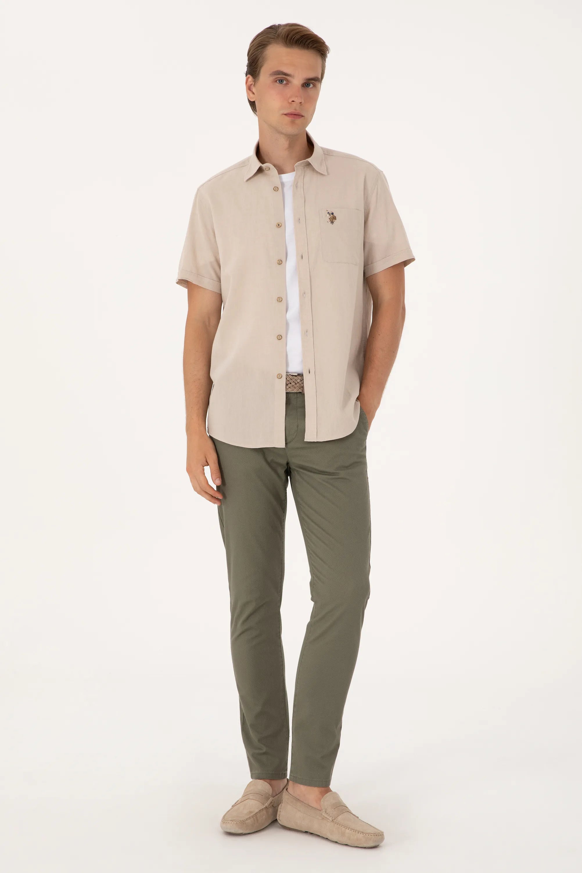 U.S. Polo Assn. Beige Men Stone Shirt SKU: G081SZ0040 2082772_VR049 Image 04