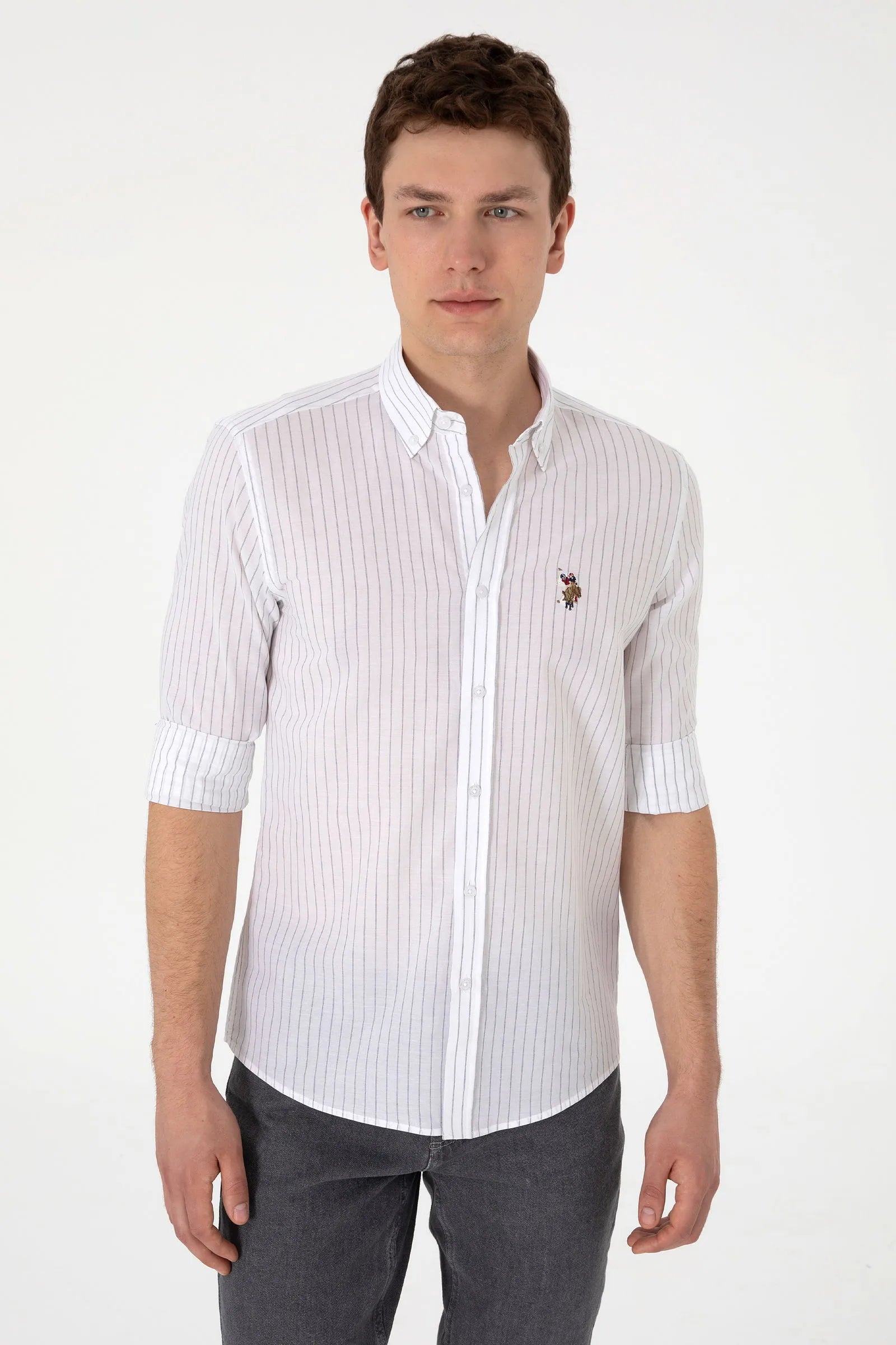 U.S. Polo Assn. White Men White Shirt Long Sleeve SKU: G081SZ0040 2103078_VR013 Image 01