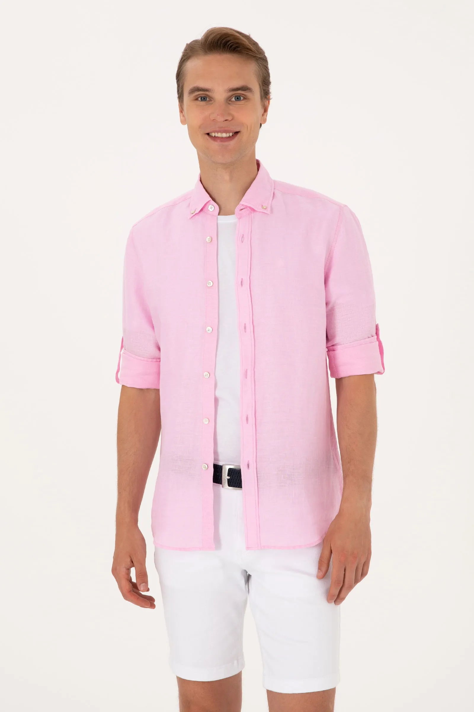 U.S. Polo Assn. Pink Men Pink Shirt Long Sleeve SKU: G081SZ0040 2103097_VR078 Image 01
