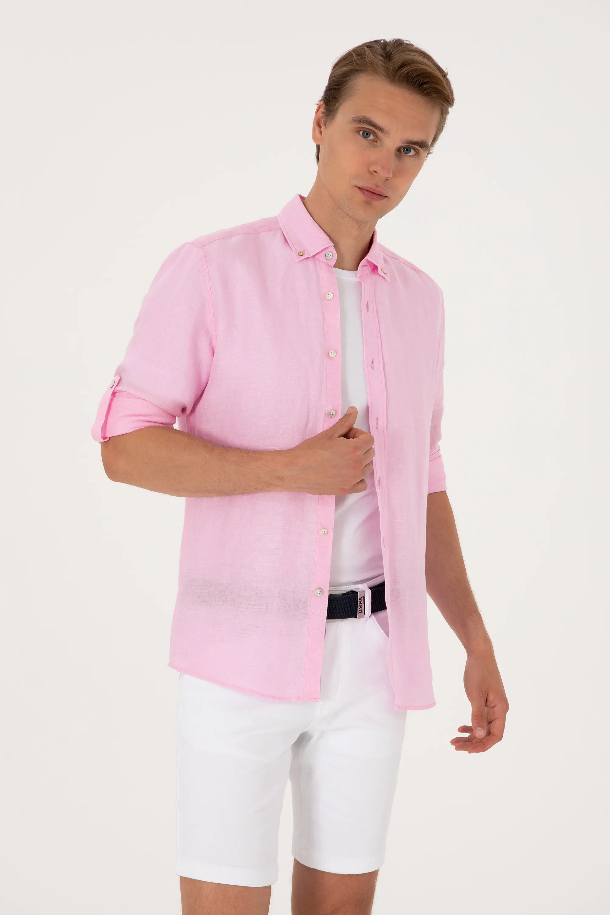 U.S. Polo Assn. Pink Men Pink Shirt Long Sleeve SKU: G081SZ0040 2103097_VR078 Image 03