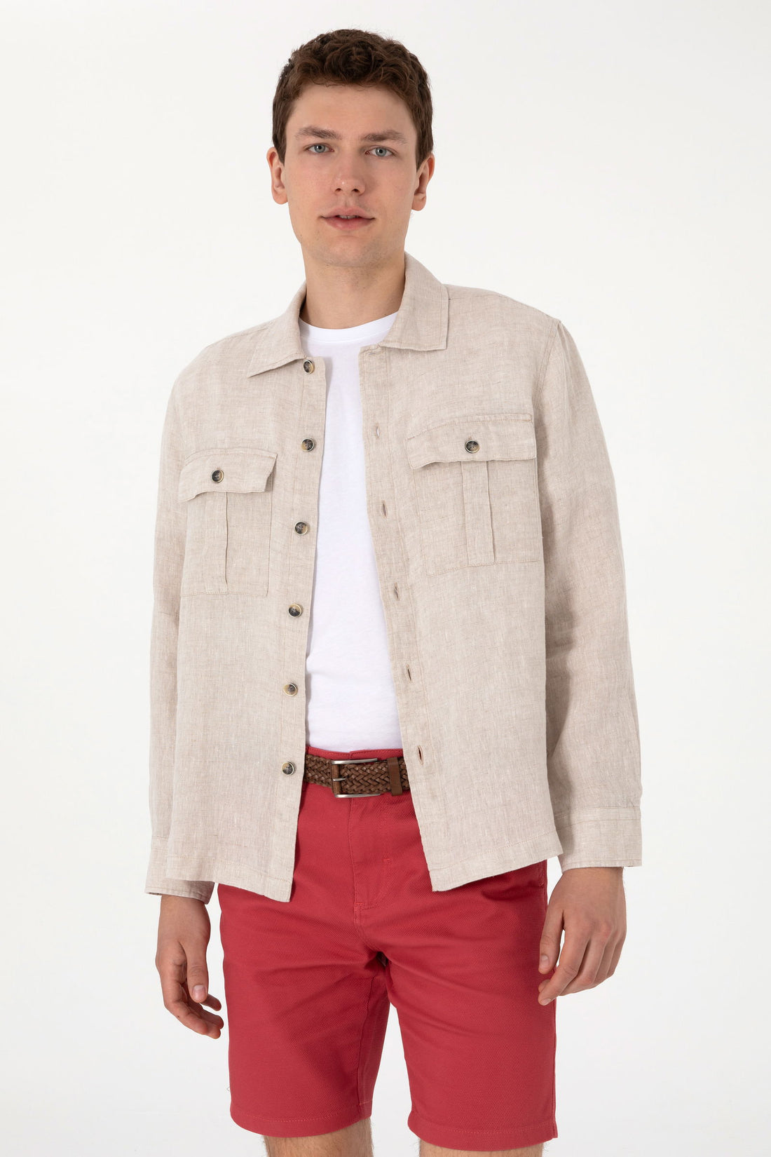 U.S. Polo Assn._Stone Linen Shirt_G081SZ0040 2109161_VR049_01