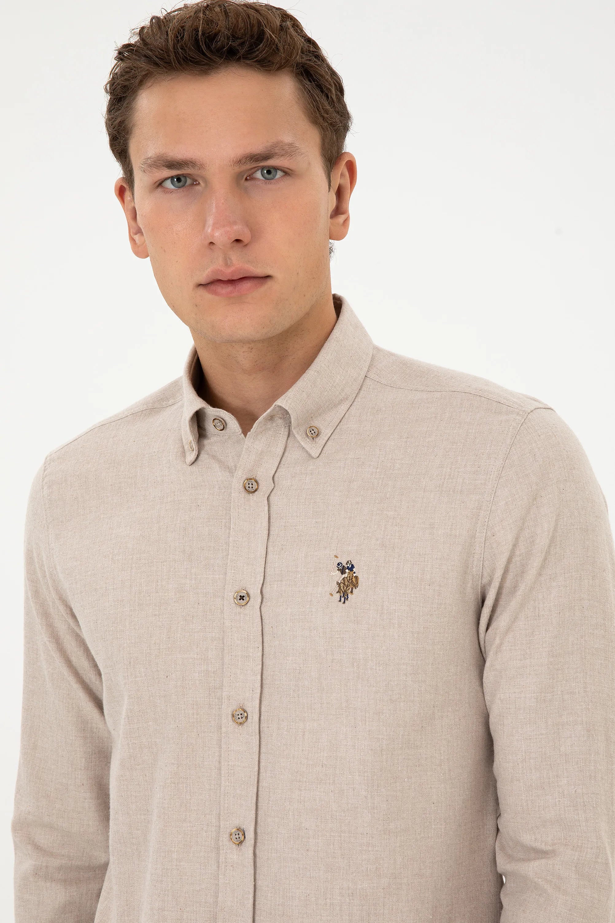 U.S. Polo Assn._Beige_Beige Button Down Shirt_G081SZ0040 2225603_VR088_02