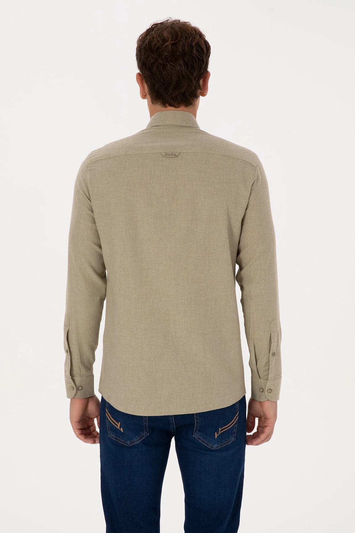 U.S. Polo Assn. Light Khaki Men Light Khaki Long Sleeve Flannel Shirt SKU: G081SZ0040 2225603_VR183 Image 05