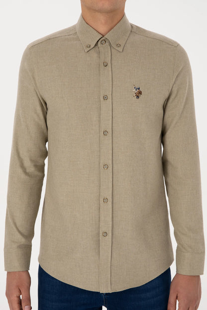 U.S. Polo Assn. Light Khaki Men Light Khaki Long Sleeve Flannel Shirt SKU: G081SZ0040 2225603_VR183 Image 06