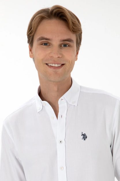 U.S. Polo Assn. White Men White Long Sleeve Slim Fit Poplin Shirt SKU: G081SZ0040 2225630_VR013 Image 02