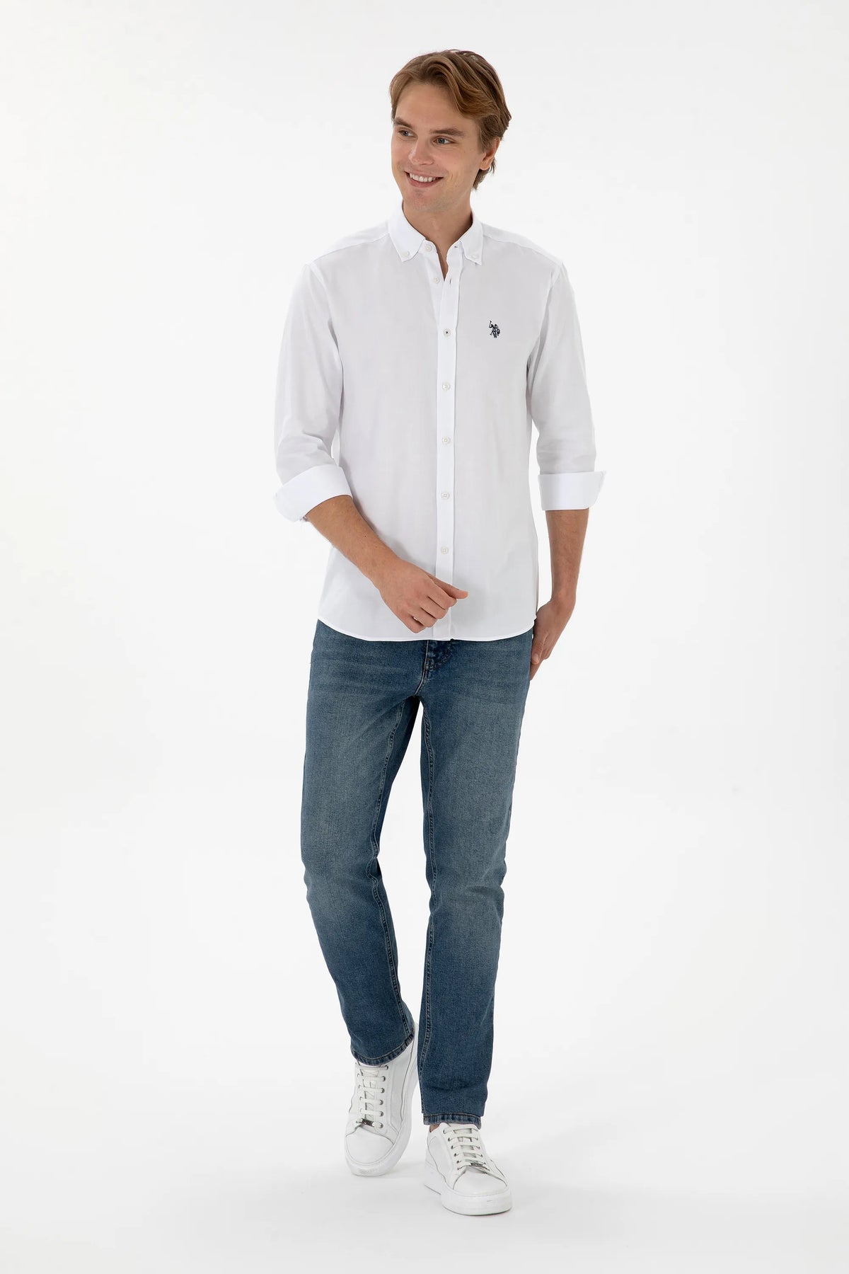 U.S. Polo Assn. White Men White Long Sleeve Slim Fit Poplin Shirt SKU: G081SZ0040 2225630_VR013 Image 04