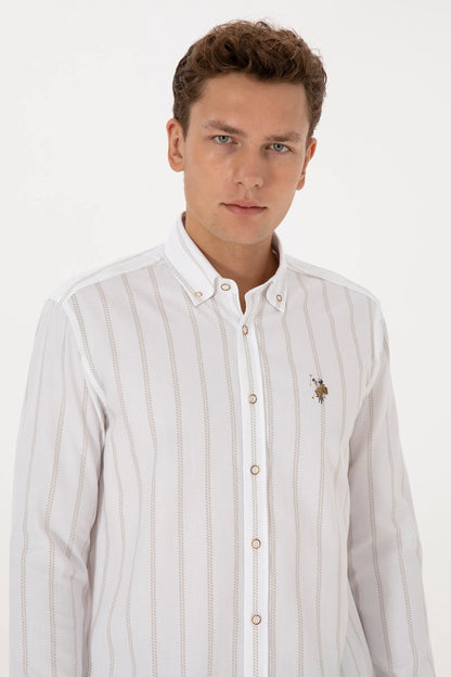 U.S. Polo Assn. Stone Men Stone Long Sleeve Striped Shirt SKU: G081SZ0040 2234519_VR049 Image 02
