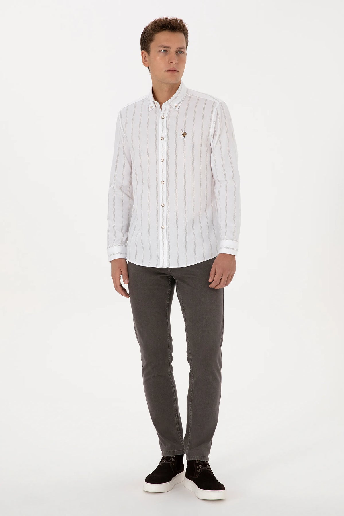 U.S. Polo Assn. Stone Men Stone Long Sleeve Striped Shirt SKU: G081SZ0040 2234519_VR049 Image 04