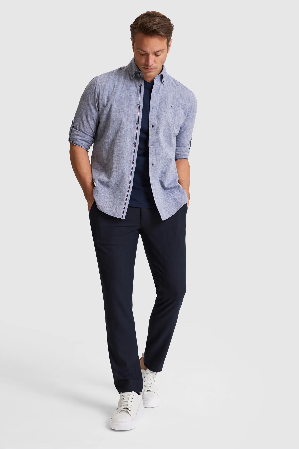 U.S. Polo Assn. Indigo Men Indigo Long Sleeve Chambray Shirt SKU: G081SZ0040 PU-10238_VR028 Image 04