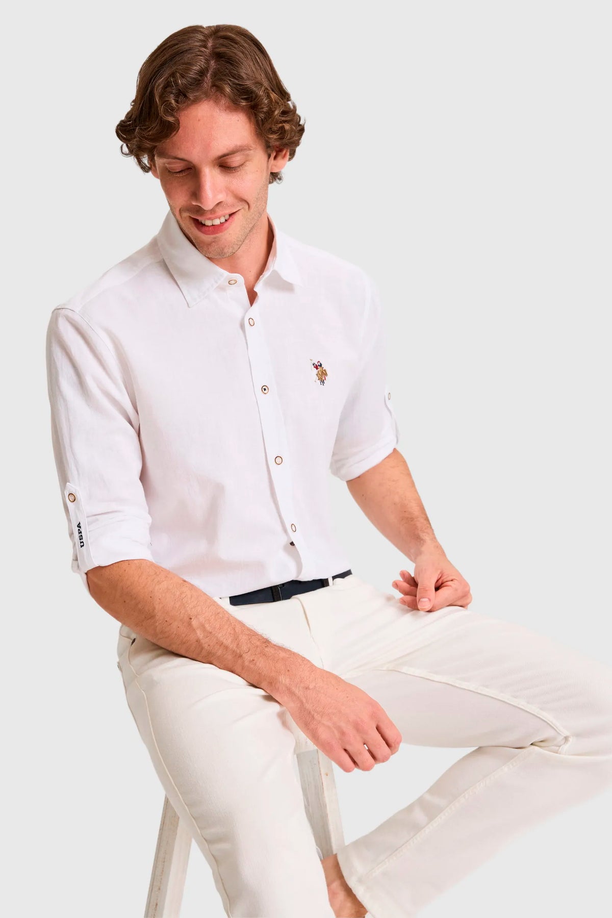 U.S. Polo Assn. White Men White Long Sleeve Linen Blend Shirt SKU: G081SZ0040 PU-8659_VR013 Image 01