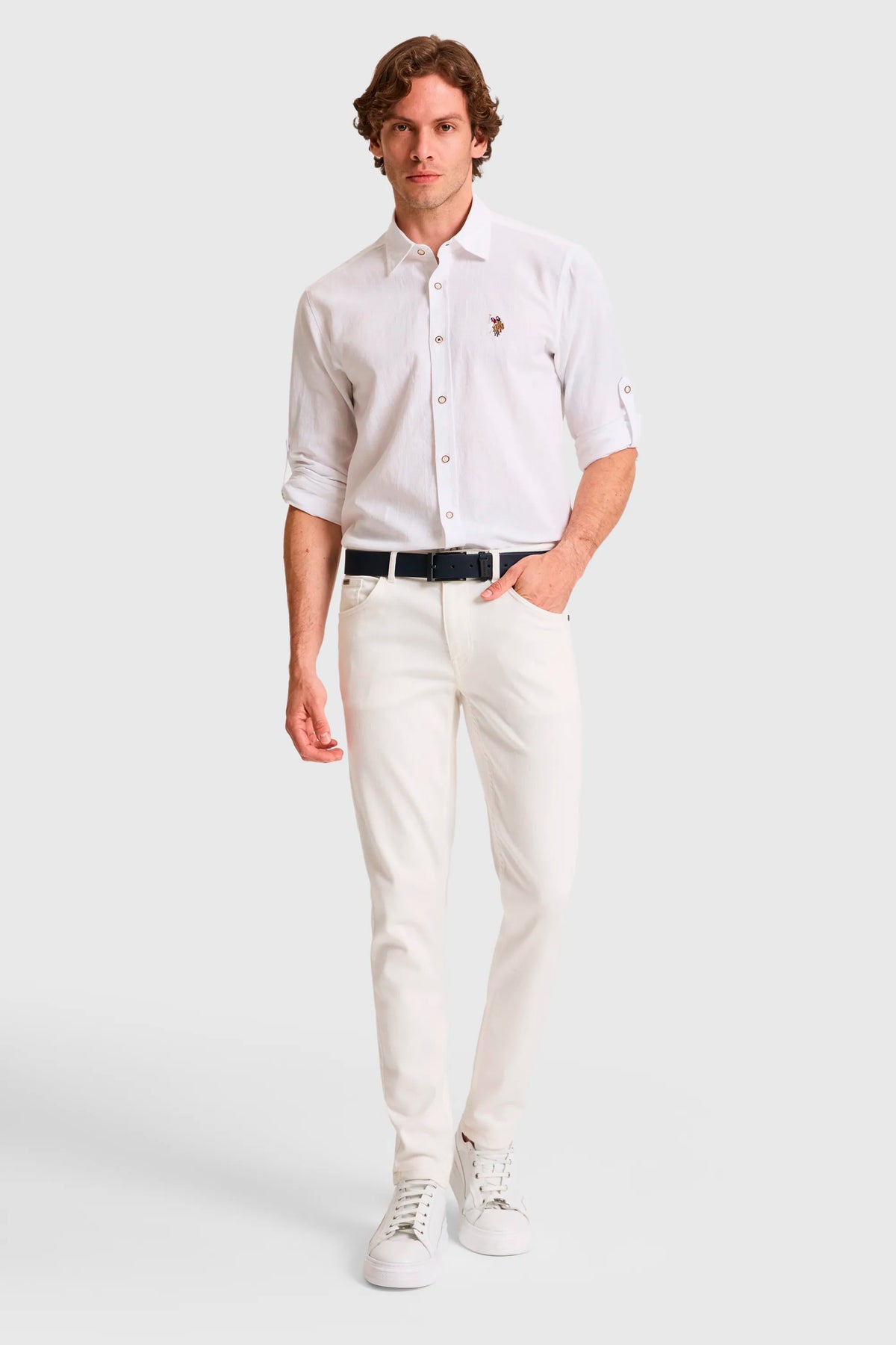 U.S. Polo Assn. White Men White Long Sleeve Linen Blend Shirt SKU: G081SZ0040 PU-8659_VR013 Image 05