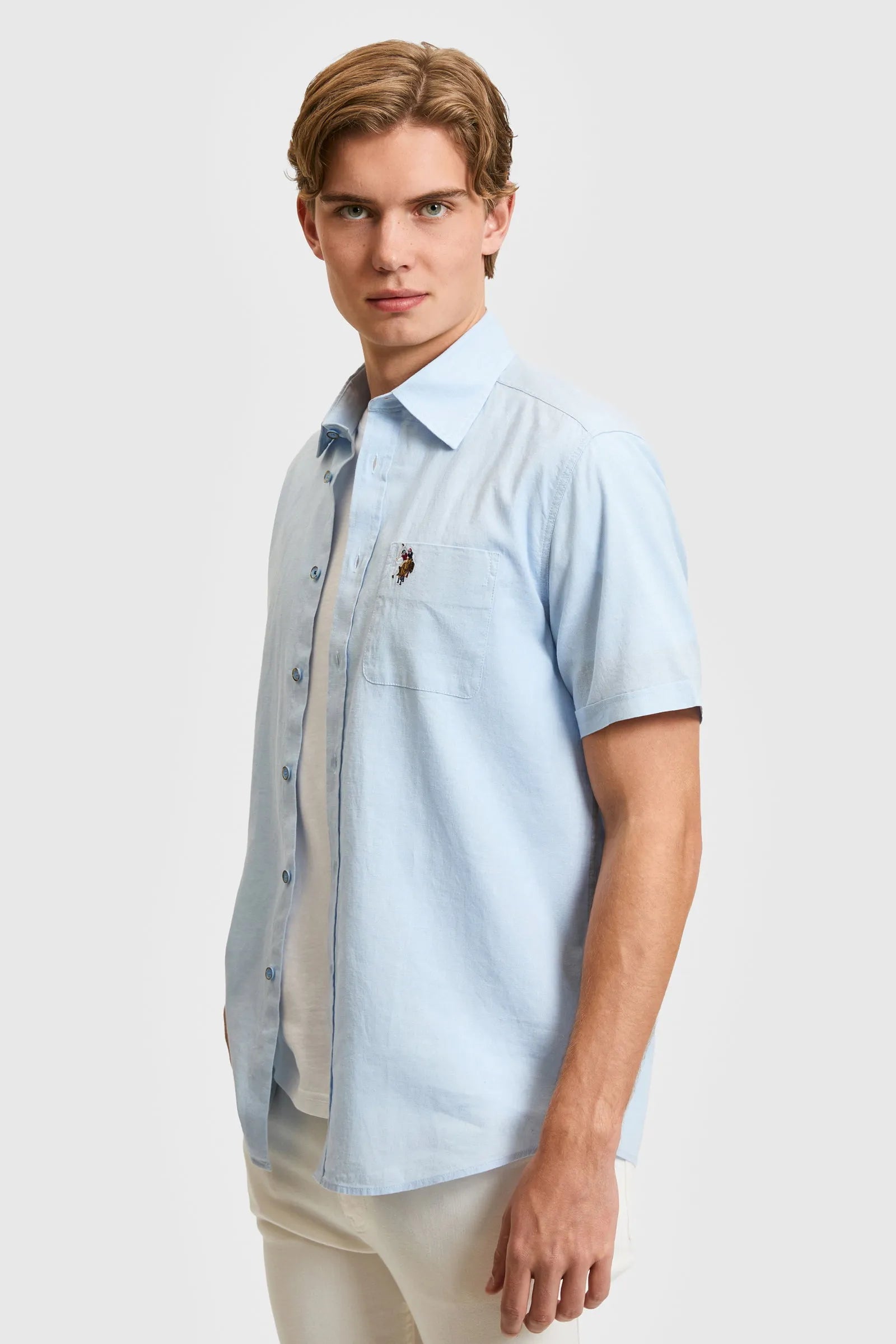 U.S. Polo Assn. Light Blue Men Light Blue Shirt SKU: G081SZ0040 PU-8862_VR003 Image 01