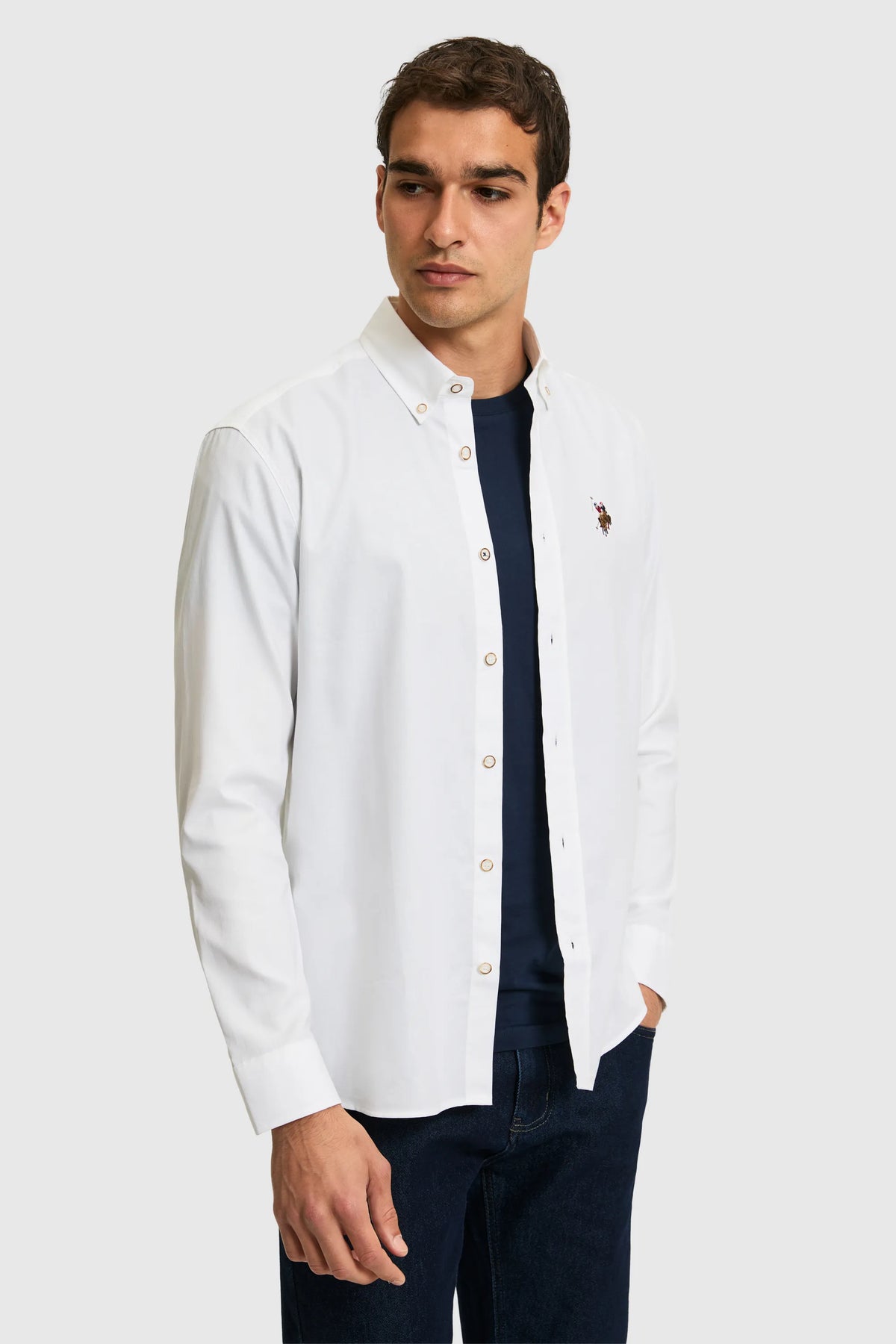U.S. Polo Assn. White Men White Long Sleeve Button Down Oxford Shirt SKU: G081SZ0040 PU-8889_VR013 Image 03