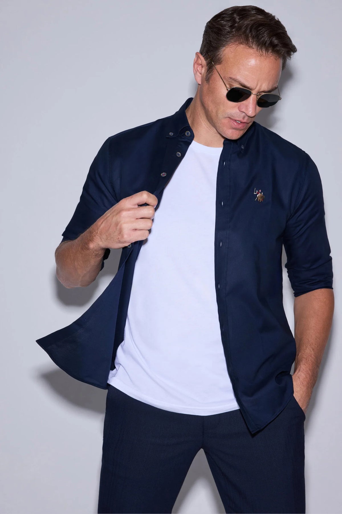 U.S. Polo Assn. Navy Men Navy Long Sleeve Jersey Overshirt Shirt SKU: G081SZ0040 PU-8889_VR033 Image 01