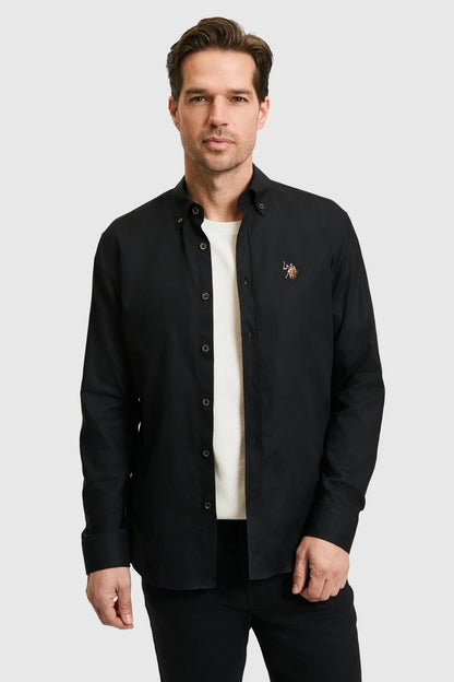 U.S. Polo Assn. Black Men Black Long Sleeve Textured Overshirt Shirt SKU: G081SZ0040 PU-8889_VR046 Image 01