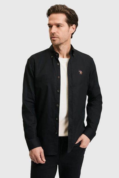 U.S. Polo Assn. Black Men Black Long Sleeve Textured Overshirt Shirt SKU: G081SZ0040 PU-8889_VR046 Image 03