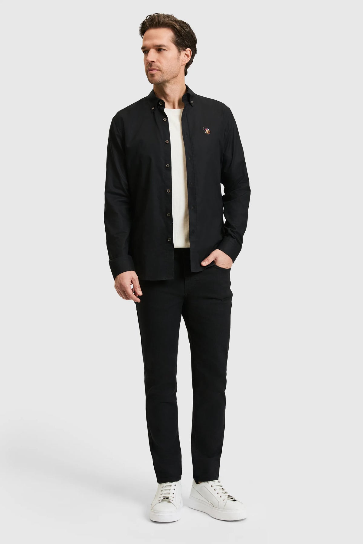 U.S. Polo Assn. Black Men Black Long Sleeve Textured Overshirt Shirt SKU: G081SZ0040 PU-8889_VR046 Image 04