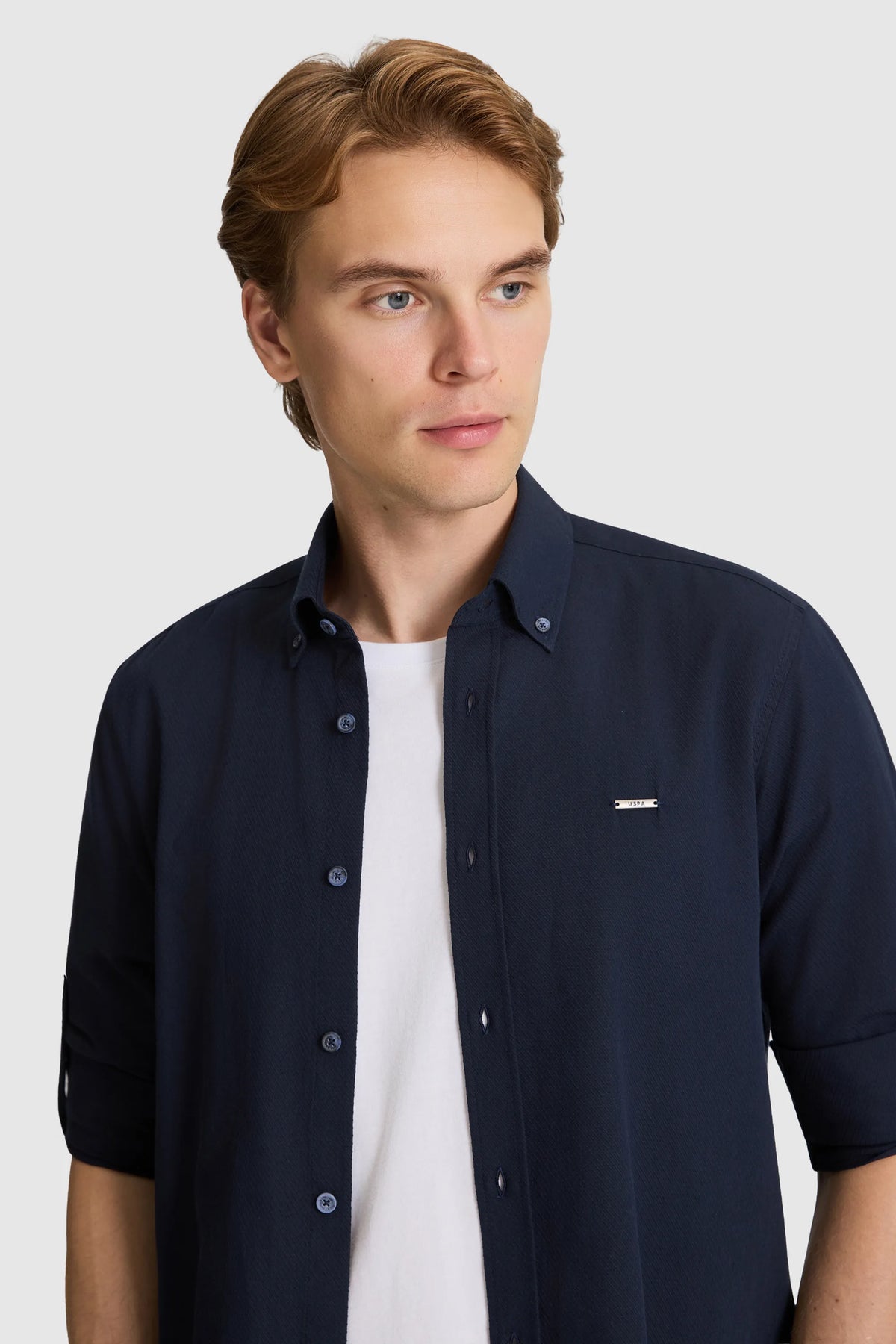 U.S. Polo Assn. Navy Men Navy Long Sleeve Pique Jersey Shirt SKU: G081SZ0040 PU-9545_VR033 Image 02