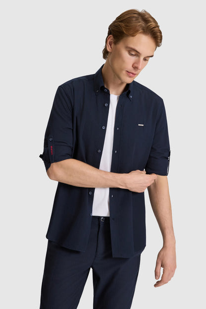 U.S. Polo Assn. Navy Men Navy Long Sleeve Pique Jersey Shirt SKU: G081SZ0040 PU-9545_VR033 Image 04