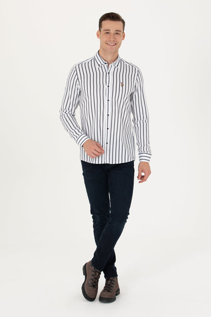 White Shirt With Navy Stripes And Logo_G081SZ0040 1763446_VR033_05