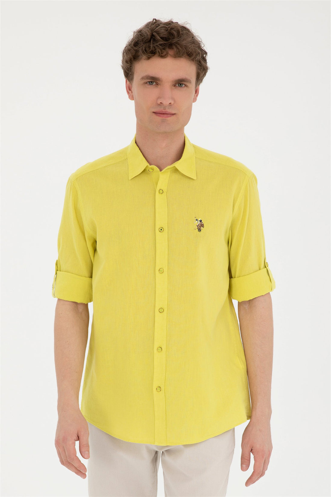 Yellow Button Down Shirt_G081SZ0040 1844703_VR087_01