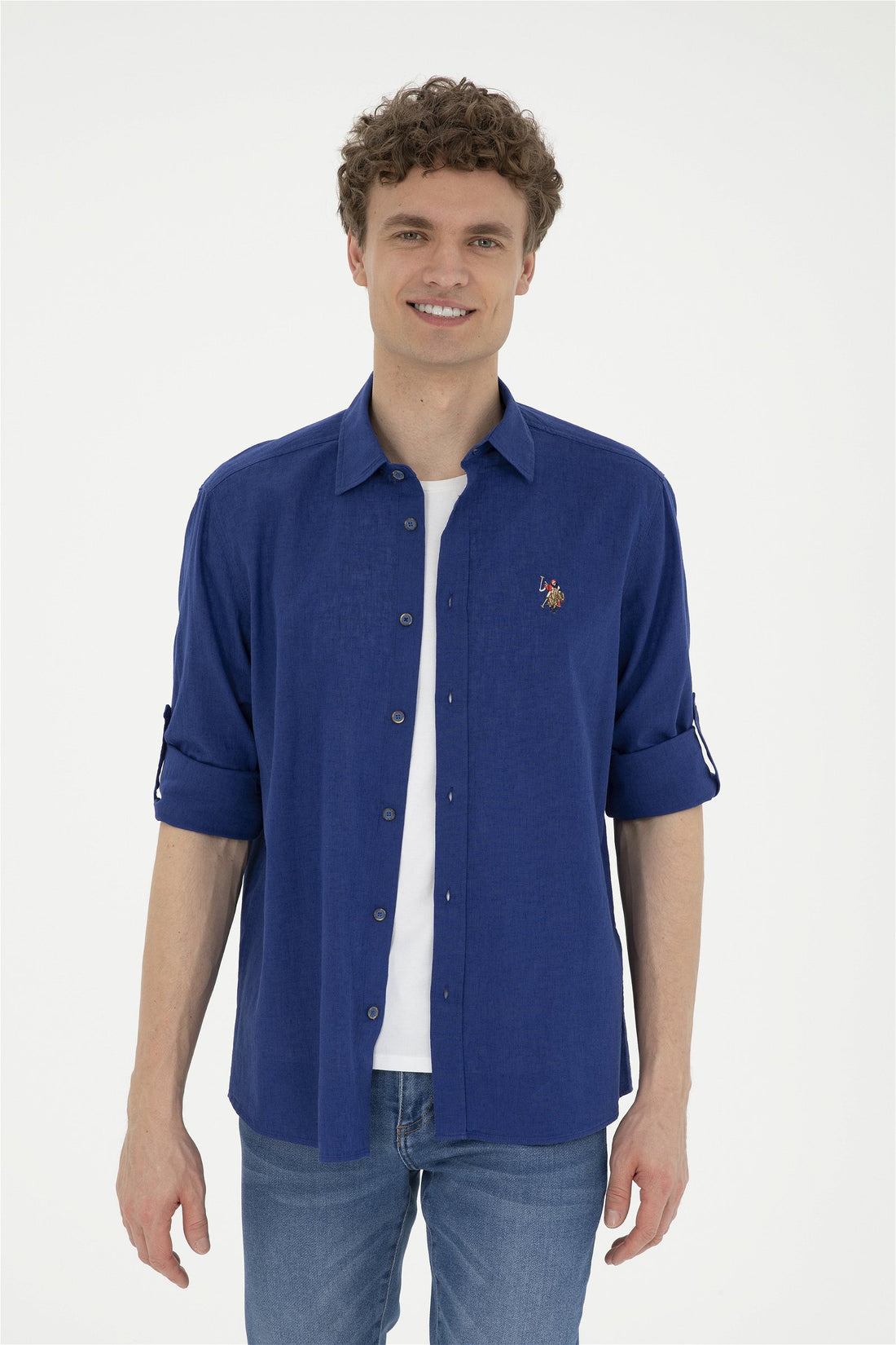 Blue Button Down Shirt_G081SZ0040 1844703_VR212_01