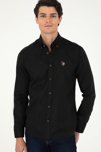 Black Button Down Woven Shirt_G081SZ0040 1962279_VR046_03