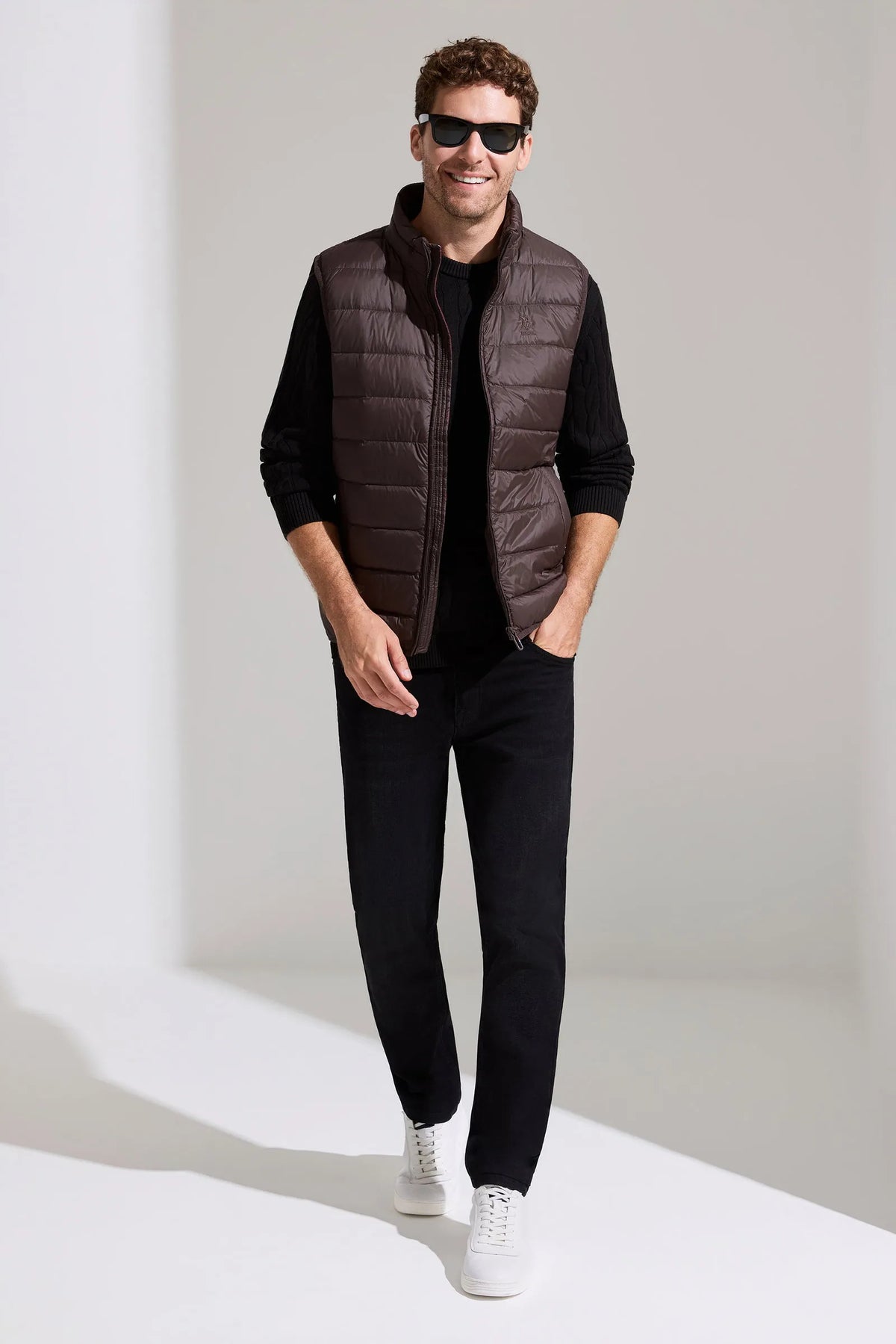U.S. Polo Assn. Dark Brown Men Dark Brown Lightweight Padded Vest Jacket SKU: G081SZ0100 PU-13219_VR084 Image 01