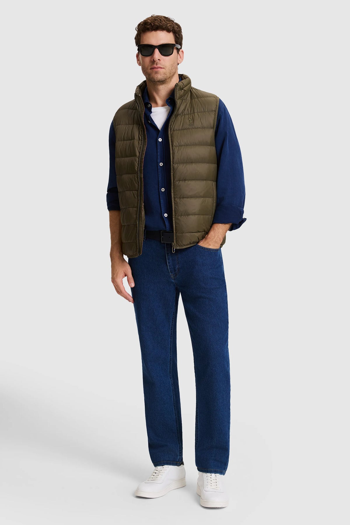 U.S. Polo Assn. Dark Khaki Men Dark Khaki Quilted Vest Jacket SKU: G081SZ0100 PU-13219_VR111 Image 05