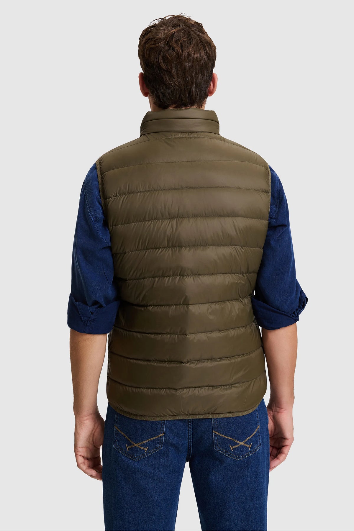 U.S. Polo Assn. Dark Khaki Men Dark Khaki Quilted Vest Jacket SKU: G081SZ0100 PU-13219_VR111 Image 06