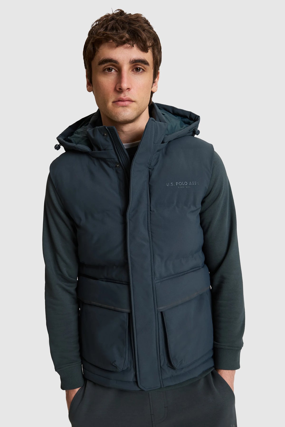 U.S. Polo Assn. Fog Men Fog Hooded Softshell Vest Jacket SKU: G081SZ0100 PU-14699_VR076 Image 03