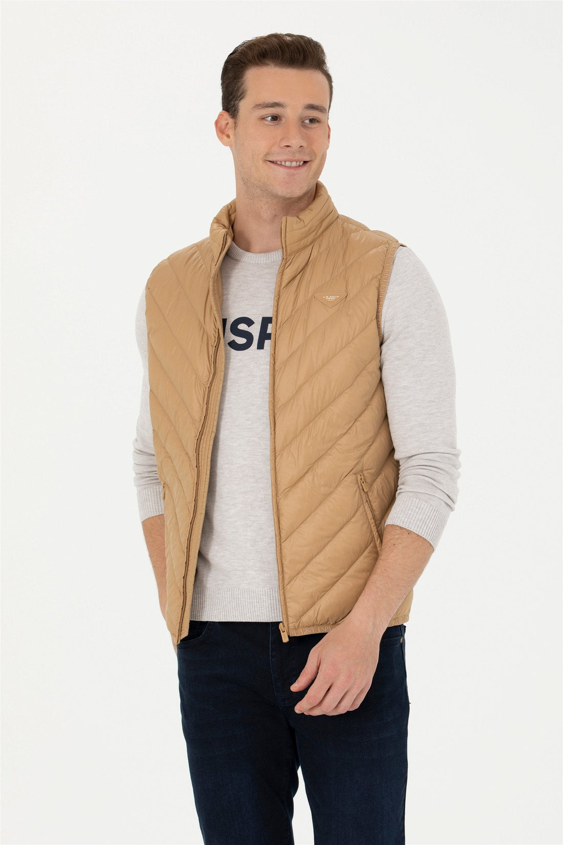Beige Woven Vest_G081SZ0100 1631409_VR085_01