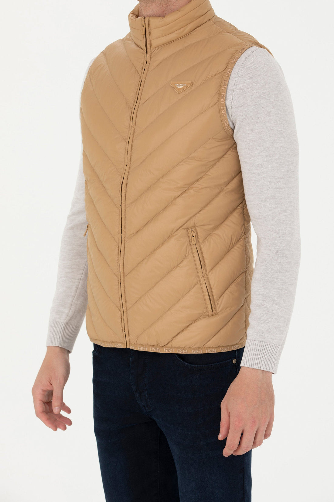 Beige Woven Vest_G081SZ0100 1631409_VR085_02